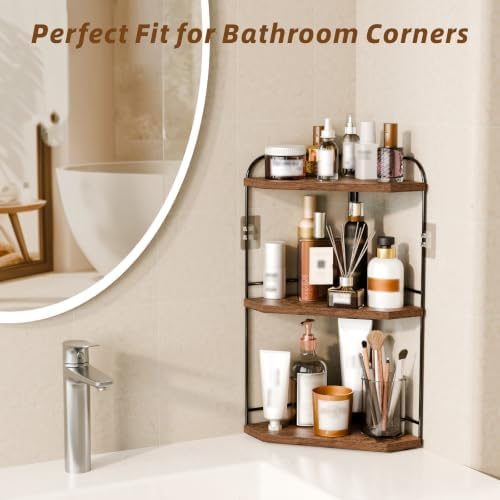 2 Pack Corner Bathroom Counter Organizer, 3-Tier Wood Countertop Organizer - Image 5