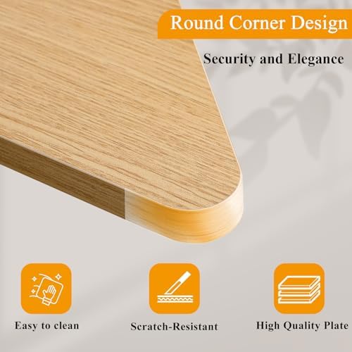 TEAMIX 26 inch Corner Monitor Stand Riser with Keyboard Storage, Maple - Image 6