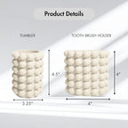 Better Trends 2-Piece Bathroom Accessory Set – Toothbrush Holder & Bubble Textured Tumbler Cup, Unbreakable Plastic Vanity Organizer for Modern Bathroom Countertop Décor Ivory Nova Collection - Image 2