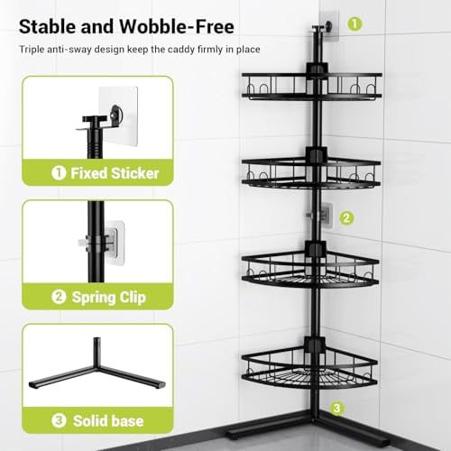 Standing Shower Caddy Corner - Rustproof Bathroom Shower Stand Shelf - Image 4