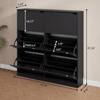 Black Hidden Shoe Storage Cabinet for Entryway with 6 Flip Drawers - Image 2