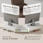 LAPTAIN Monitor Stand Riser, Adjustable Monitor Stand, 2 Drawers, White - Image 5