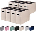 8 Packs Letter Size File Organizer, File Folders Organizer, Fabric Storage Box, Collapsible Paper Organizer with Metal Handle, Smooth PVC Rails, Only Box (Beige) by ComfortKeeper