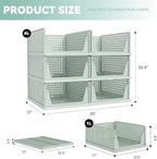 Pinkpum Green Boy Closet Organizers and Storage Stackable Plastic Drawer Basket for Clothing Stackable Storage Bins Shelf Storage Container for Rv Closet Wardrobe Bedroom Bathroom Playroom Man 6 Pack - Image 3