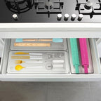 6 Pcs Large Clear Plastic Drawer Organizers Tray 15" x 6.3" Storage Bins with 25 Pcs Non-Slip Pads for Makeup, Jewelries, Kitchen Utensils, Bathroom and Office - Image 4