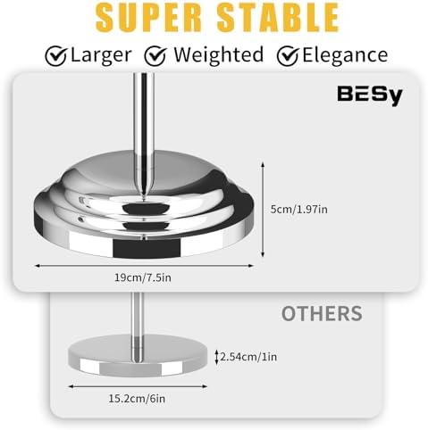 BESy Toilet Paper Holder Floor Stand, Bathroom Freestanding Chrome - Image 6
