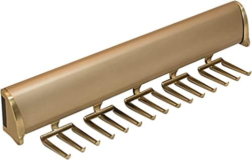 TAG Hardware Designer 15 Hook Full Extension Telescopic Tie Rack Closet Organizer (MATT Gold) by HardwareforHomeBusiness