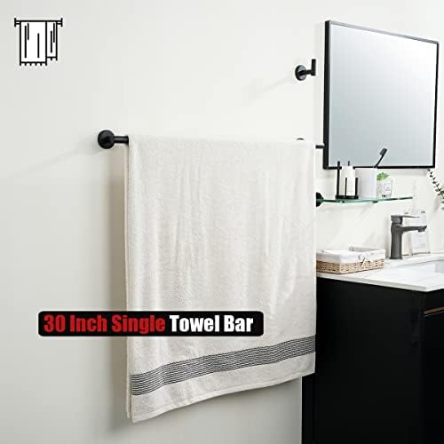 JQK Black Bath Towel Bar, 33 Inch 304 Stainless Steel Thicken 0.8mm Towel Rack Bathroom, Towel Holder Matte Black Wall Mount, Useable Length 30 Inch, TB110L30-PB - Image 4