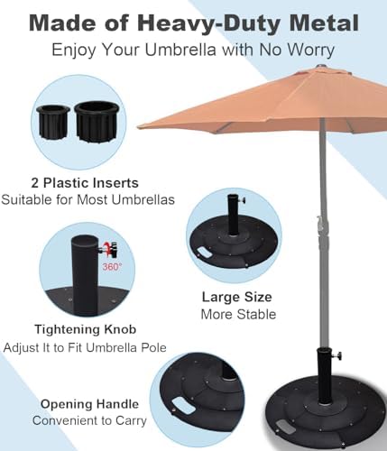 Koutemie Umbrella Base Outdoor Patio, Patio Umbrella with Stand, 21 Inches - Image 4