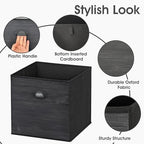 homyfort Faux Wood Grain Cube Storage Organizer Bins, 12x12 Inch Storage Cubes, Closet Cloth Baskets Box for Shelves, Set of 6 - Image 5