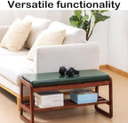 2-Tier Solid Wood Shoe Rack Bench for Entryway, Green, 39.4inches - Image 6