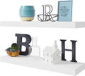 BAMEOS Floating Wall Shelves 24 x 6 Inch – Easy-Install Hanging Shelves with Hardware Included | Modern Decor Shelf for Bathroom, Bedroom & Living Room Storage, Set of 2, White by BAMEOS