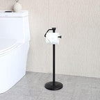 ZCCZ - Free Standing Toilet Paper Holder Stand with Reserve, Bathroom Tissue Dispenser Storage for 5 Mega Rolls, Black Toilet Paper Roll Organizer for Modern Bathrooms - Image 4
