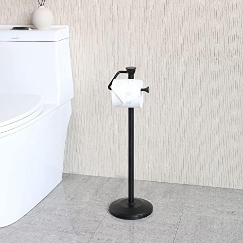 ZCCZ - Free Standing Toilet Paper Holder Stand with Reserve, Bathroom Tissue Dispenser Storage for 5 Mega Rolls, Black Toilet Paper Roll Organizer for Modern Bathrooms - Image 4