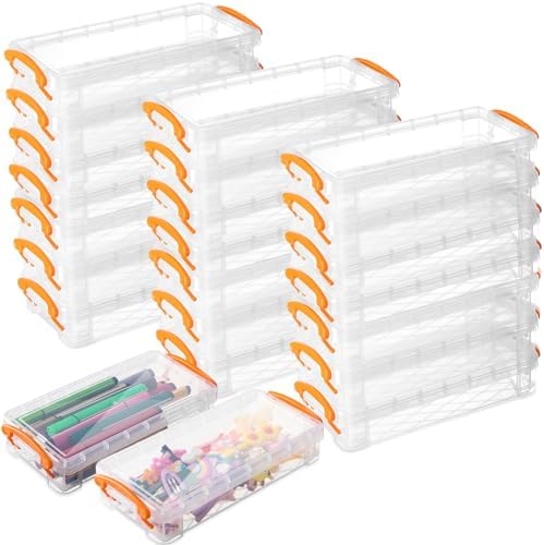 Gueevin 24 Pcs Pencil Box Clear Plastic Pencil Case, Orange by Gueevin