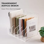 5 Vertical Compartments File Holder, Clear Acrylic Desk Organizer and Storage Bins Holding for Magazines, Binders, Notebooks, Envelopes, Multi-purpose Document Organizer for Home Office - Image 6