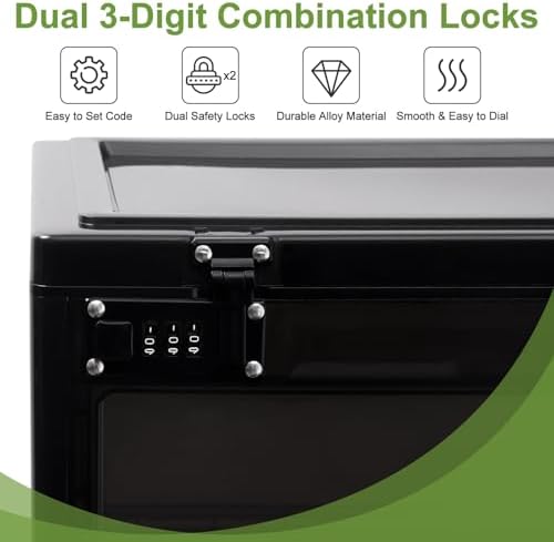 Medicine Lock Box Large for Refrigerator, Locked Storage Bin with 2 Combination Locks, Clear Locking Box for Safe Medication, Food, Snacks & Phone, for Home & Office Organizer 24L (Black) - Image 5
