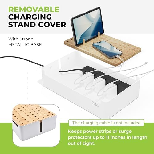Prosumer's Choice Bamboo Charging Station - Multi Charger Organizer Desk Docking for Phones, Tablets, Laptop Wooden with Removable Dividers Cables Not Included - Image 6