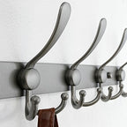 Dseap Coat Rack Wall Mount - 38” Long 10-Tri-Hooks Heavy Duty Coat Hanger Rail Wall Hooks for Hanging Coats Hats Clothing Clothes Purse Mudroom Entryway, Gray, Pack of 2 - Image 2