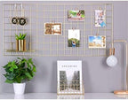 Multifunction Electroplated Bling Metal Mesh Grid Panel, Wall Photo Artwork Display and Organizer for College Dorm Living Room, Pack of 1 Pcs, Size: 17.7" x 37.4", Gold - Image 4