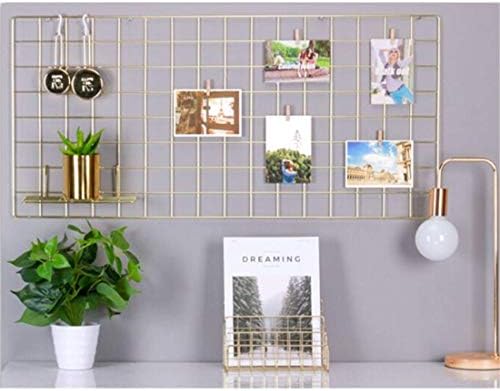 Multifunction Electroplated Bling Metal Mesh Grid Panel, Wall Photo Artwork Display and Organizer for College Dorm Living Room, Pack of 1 Pcs, Size: 17.7" x 37.4", Gold - Image 4