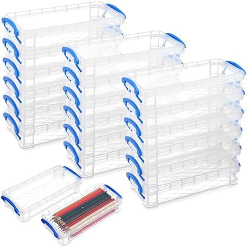 Gueevin 24 Pcs Pencil Box Clear Plastic Pencil Case, Blue by Gueevin