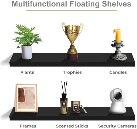 Sorbus Floating Shelves for Wall Storage (35 Inch, 3 Pack, Black) - Image 5