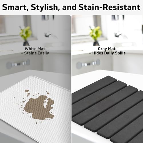Large Stone Dish Drying Mats for Kitchen Counter, Fast Drying Collapsible Drying Mat, Eco-Friendly Absorbent Diatomaceous Earth Mats for Dishes Cups, Match Any Countertop (Dark Gray 24"×16" & 8"x4") - Image 5