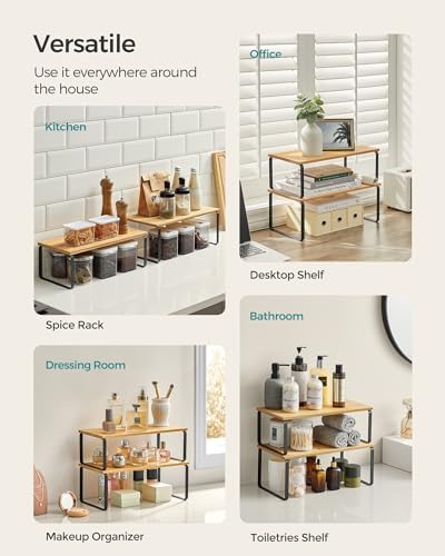 SONGMICS Cabinet Organizer Shelf, Set of 4 Spice Rack, Kitchen Storage - Image 4
