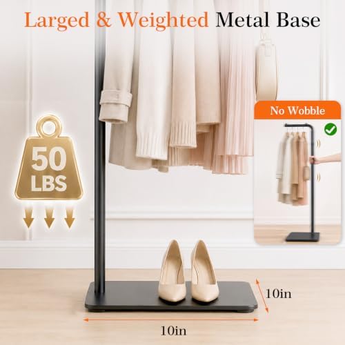 L-shaped Clothes Rack 64-inch Metal Clothing Stand Heavy-Duty Coat Rack - Image 4