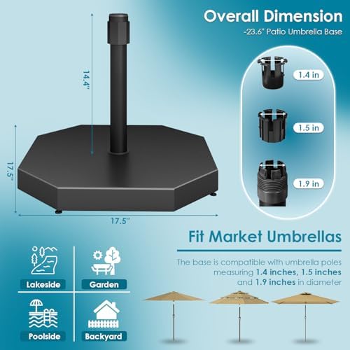 GREENVINES 18" Concrete-Patio-Umbrella-Base, Cast Iron Covered, Black - Image 2