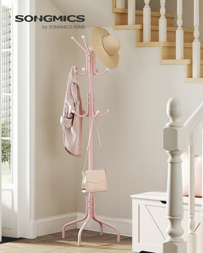 SONGMICS Coat Rack Freestanding, Steel Stand with 12 Hooks and 4 Legs - Image 2