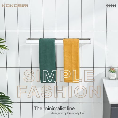 KOKOSIRI Towel Holder Chrome Bath Towel Bar Rack 24-Inch Kitchen Holder Polished Stainless Steel for Bathroom Hardware Wall Mounted, 1 Pack B4008CH-L24 - Image 3