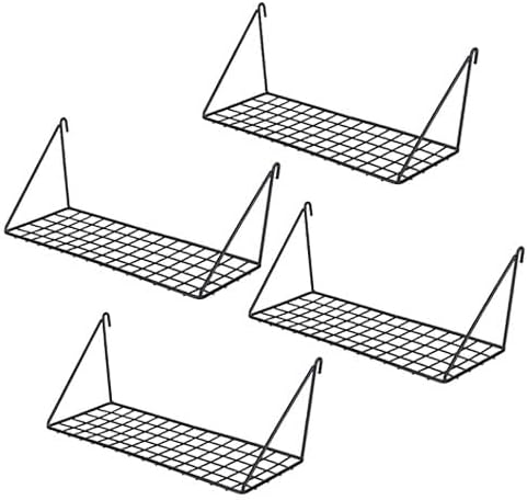 Kaforise Hanging Straight Shelf for Wire Wall Grid Panel, Small Wire Wall Organizer and Display Shelf, Size 11.8" X 4.3",Black Painted (4) by Kaforise