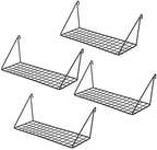 Kaforise Hanging Straight Shelf for Wire Wall Grid Panel, Small Wire Wall Organizer and Display Shelf, Size 11.8" X 4.3",Black Painted (4) by Kaforise