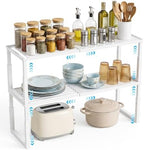 2 Packs Expandable Cabinet Shelf Organizer, Stackable Countertop Shelves by Unknown
