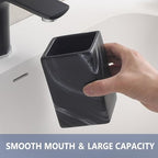 Matte Black Toothbrush Holders for Bathrooms - 2 Marble Square Cups Ceramic Toothbrush Toothpaste Holders Set, Black Bathroom Tumbler Cups Reusable Toothbrush Cup, Bathroom Counter Organizer - Image 3