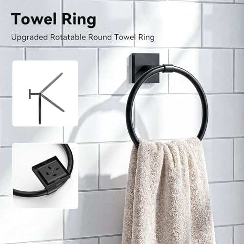 4-Piece Towel Holder Set, Black Bathroom Accessories Set - Image 4