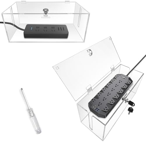 2PC Acrylic Plug Organizer Upgrade,Cable Management Box with Lock,Cable Organizer Box for Surge Protector Power Strip,TV Computer,Cable Wires of Home,Office,Child and Pet Proof by Lifeneedssparkstofly