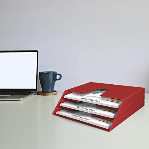 Acrimet Horizontal Triple File Folder Organizer Sorter, Letter Size, Red - Image 3