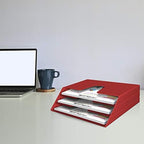 Acrimet Horizontal Triple File Folder Organizer Sorter, Letter Size, Red - Image 3