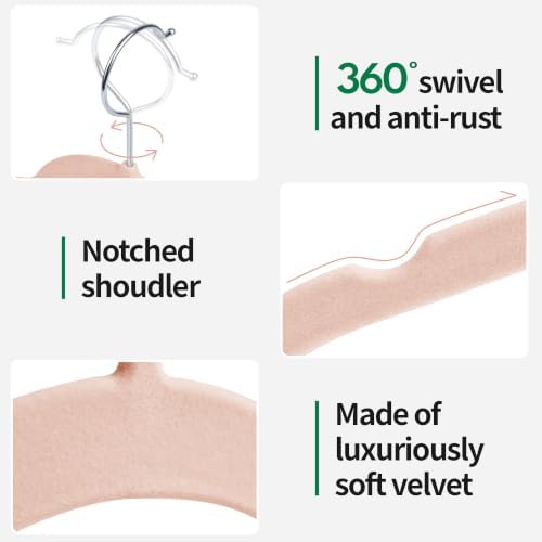 Sishynio Velvet Hangers 50 Pack, Non-Slip Slim Felt Clothes Hangers Pink - Image 5