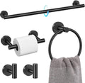 TURS Black 5 Piece Bathroom Towel Bar Set Bathroom Hardware Set, 23.6 inch Bathroom Accessories Kit Set, SUS304 Stainless Steel Wall Mounted by TURS