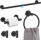 TURS Black 5 Piece Bathroom Towel Bar Set Bathroom Hardware Set, 23.6 inch Bathroom Accessories Kit Set, SUS304 Stainless Steel Wall Mounted by TURS