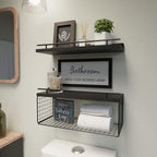 WOPITUES Floating Shelves for Bathroom Decor Art, Modern Black - Image 2
