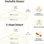 Velvet Hangers 50 Pack, S-Shaped and Stackable Felt Hanger(Ivory) - Image 5