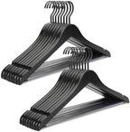 TOPIA HANGER Premium Wooden Hangers, Luxury Boutique Wood Hangers with Extra Thick Hook and Non Slip Pants Bar, Heavy Duty Coat Hanger with Notches 16 Pack, Black -CT01B by TOPIAHANGER