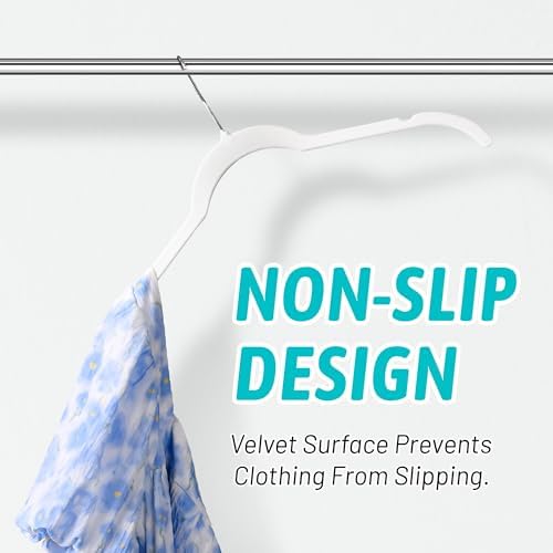Sishynio Premium Velvet Shirt Hangers 30 Pack, Non-Slip 360° Swivel Hook Slim Felt Hanger, Space Saving Flocked Hangers for Tank Tops, Blouses, Strappy Dresses(White) - Image 5