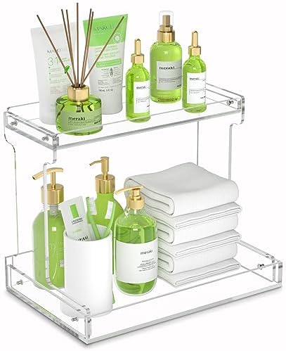 NPPLUS 2-Tier Clear Acrylic Bathroom Organizer Counter Storage Shelf by NPPLUS