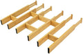 EcoFives Adjustable Bamboo Drawer Dividers with Inserts, Expandable Spring-Loaded Drawer Organizer for Kitchen, Clothes, Tools, Silverware, Bamboo Organizer Separators - 6 Large Pieces by EcoFives